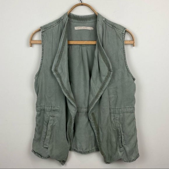 Max Jeans Olive Green Utility Draped Sleeveless Vest; Size M - Picture 14 of 14